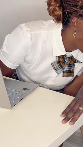 Big Ass Ebony Student. the Private Lesson Turned Into Doggy Sex on the Table.