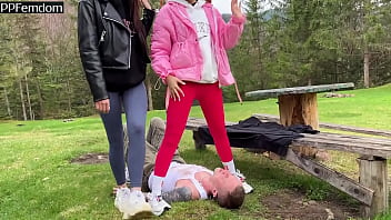 Cruel Mistresses Hard Humiliate The Slave By Spitting On His Face And Wiping Dirty Sneakers On Him