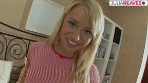 Sexy blonde gets both holes stretched after riding a monster cock