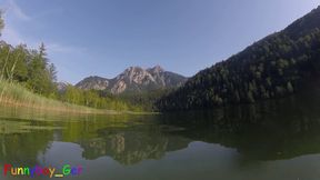 Extreme underwater masturbation experience in a mountain lake while fishes watch.