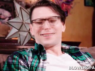 Teen girlfriend Laney Grey desires to give her bf at least a oral pleasure.The tiny brunette hair gets him hard,sucks his nuts then deepthroat his large wang.