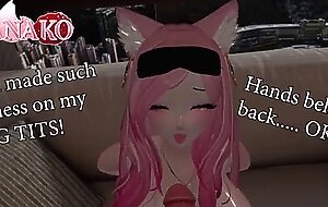I get gagged and blindfolded while you cum all over my catgirl body!!!!