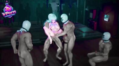 AI gangbang orgy with big dick cartoon threesome