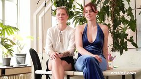 Lesbian domination office play with bondage games and tight control