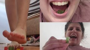 Giantess Devours Tiny Escaping Gummies in a Vore Fantasy