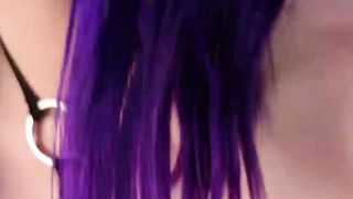 Blue-Haired Babe Delivers An Erotic Dance And Sensual Blowjob