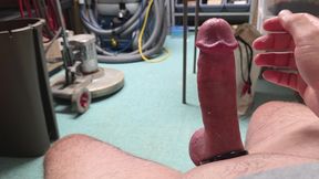 Edging hard mushroom cock with mini cumshot