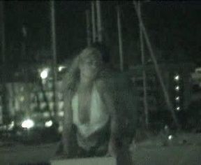 Some blonde lady is caught fucking doggystyle on the boat