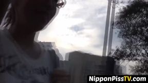 NipponPissTV.com - Japanese minx with hairy pussy pissing in hallway