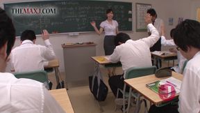 Japanese teacher gets a lot of cumshots all over her face
