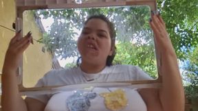 Extreme Grimaces Stuck to Glass