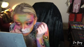 Rainbow Leopard Body-Paint Nude Timelapse