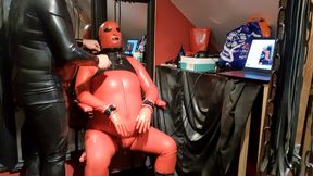 Red Rubber Chair Bondage Orgasms