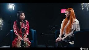 Lesbian Redhead Freezes Time And Makes Asian Babe Her Sex Slave - Lezdom Hardcore Sex