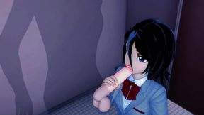 Rukia takes a creampie after a hand job