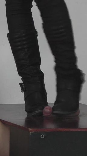 Slave's Orgasm Under Mistress Sydney's Boots