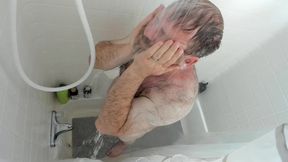 Solo Shower Shower And Masturbation For RedQueen's Hairy Bear Hubby