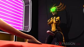 Cyborg shemale crushes college girl with monster cock in cyberpunk anal frenzy