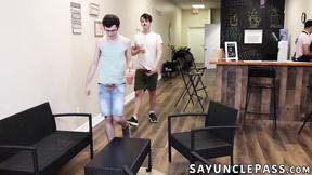 ”Amone Bane fucks regulars Jonah Wheeler & Dakota Lovell in his cafe”