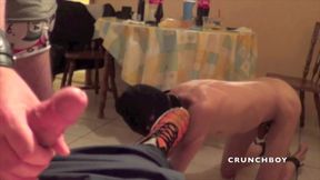 Slut total submissed by Fabien with sneakers and Uro domination