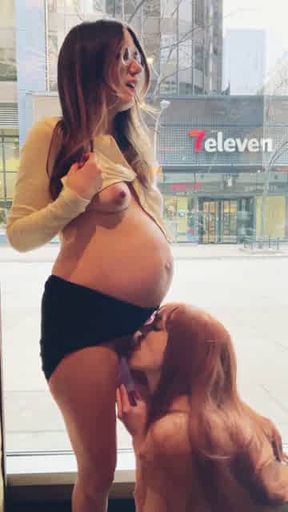 fucking and licking friends pussy in public