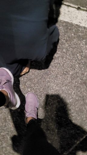 Outdoor humilation of my sub after sport, sweaty feet.