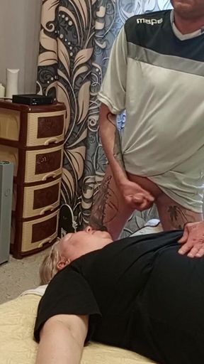 I Jerk off My Cock and Fuck My Neighbor in My Mouth to Cum on Her