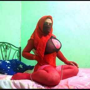 Elisya arab Hijab Niqab lingerie corset Masturbate and squirt non-stop And Hitting your own dick cumshot