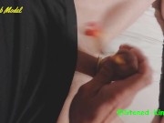 SK Jerking off to comshot wearing fixed catheter inside my cock