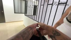 Neighbor's wife pleases him with a hot blowjob as thanks