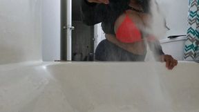 Tiny Humans Watches Giantess Scrub her Dirty Bathtub POV 1080