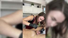 Client cums during shaving session