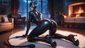 A Cozy Bdsm Evening With Catwoman By The Fireplace