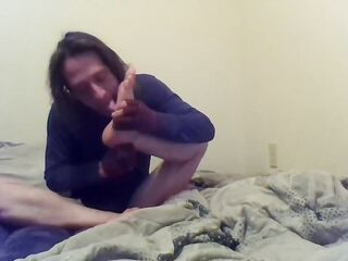 Transgirl Licking and Sucking Her Smutty Feet and Toes