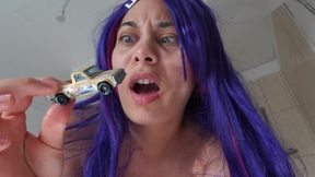 My Giantess stepsister sucks and licks a tiny pick up toy car like candy then sticks it in her pussy like it's a big parking