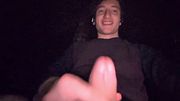 Hot straight guy jerking in public in the woods
