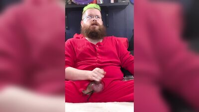 Wearing my Union Suit and Jacking on my Uncut Cock