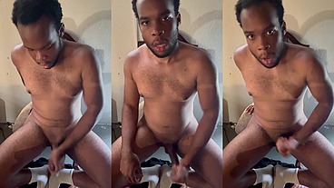 Jeffstar masturbates on his chair in his bedroom and basement. Watch him ejac.