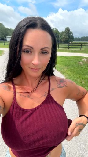 Country girl takes a break in the fields while getting fucked hard by her farmer