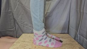 Chrissy fuzzy sock face trample