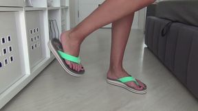 Slam heels and stripedsoled flip flops b