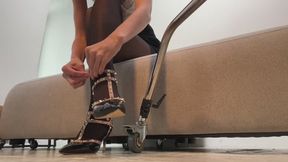 A girl at a photo shoot takes off her legs and plays with them (reissue)