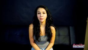 Lovely Skinny Sabrina Gives A BJ To Stroke A Cock With Her Needy Muff!