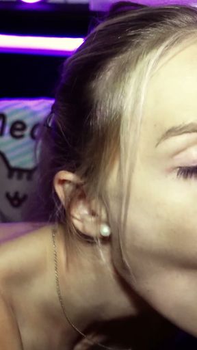 Fit German Girlfriend Give Sloppy POV Blowjob with Much Saliva and Get CIM