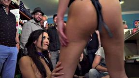 Pathetic slut used in deepthroat and rimjob 3some