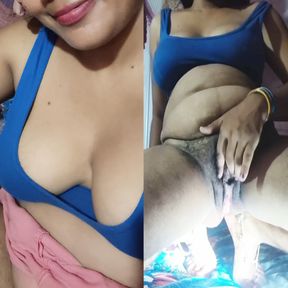 Gudi Bhabhi put her finger in her pussy when she remembered her husband at home, she put her finger in her pussy and removed the water from the pussy, it looks very good.