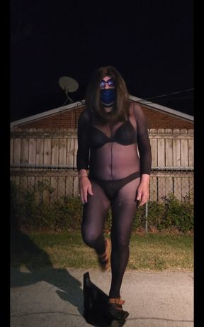 cd outdoors in bodystocking tease. I masturbate and cum.