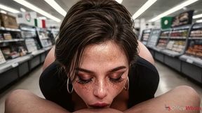 closed supermarket after hours — i fucked the hot italian cashier on the floor and filled her up. [ai]