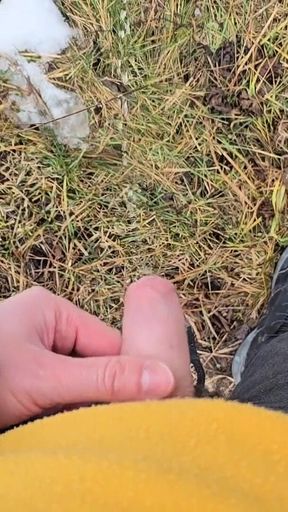 A Bit Risky Peeing - POV Outdoor Male Pee During a Nature Walk