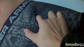 Japanese twink shoots POV load!